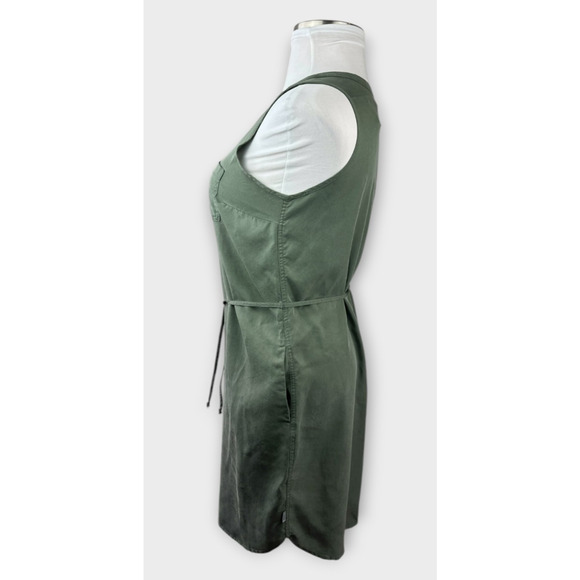 NWT Eddie Bauer Lightweight Tencel Dress Button Tie Belt Sleeveless Green Sz 12 - Picture 11 of 15